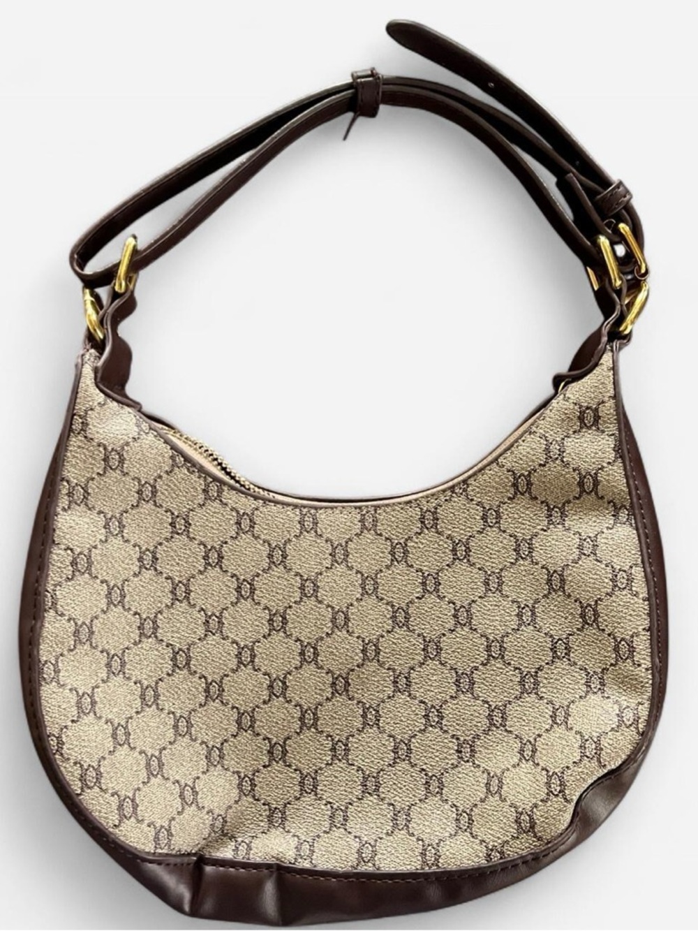 Temu Brown and Dark Beige Shoulder Purse